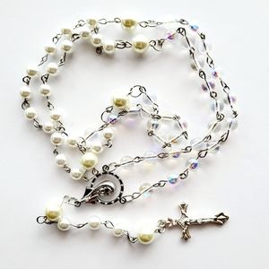 Handmade pearl, opalite rosary